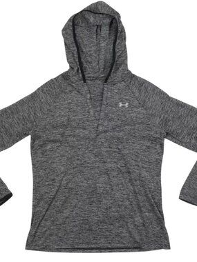 Women's- Under Armour Heat Gear Gray V-Neck Lightweight Athletic Hoodie